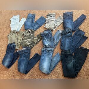 Express jeans size 8.  Price is for all 12 pair.  Skinny and boot cut